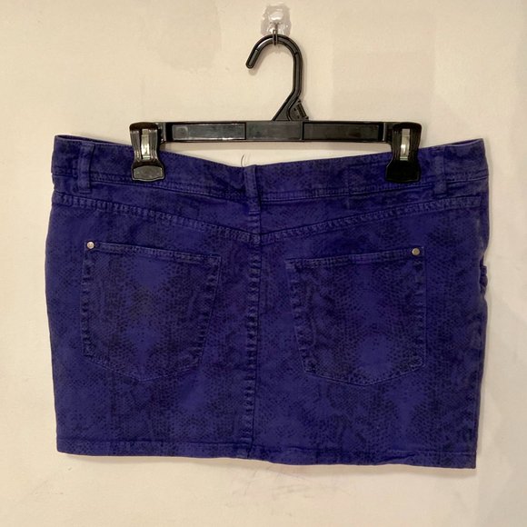 Purple Snake Skin Print Denim Mini Skirt - Picture 5 of 5
